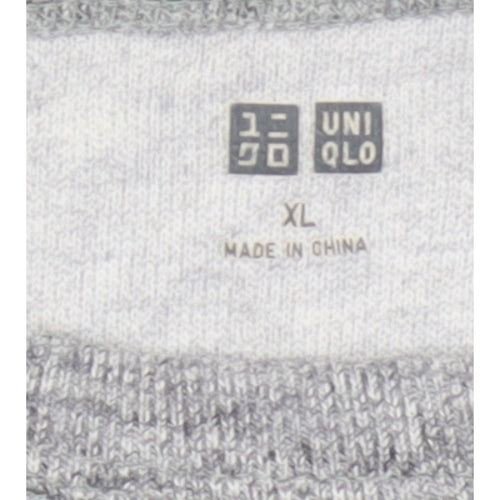 Uniqlo Men Grey XL Pullover Crew Neck Raglan Sweatshirt