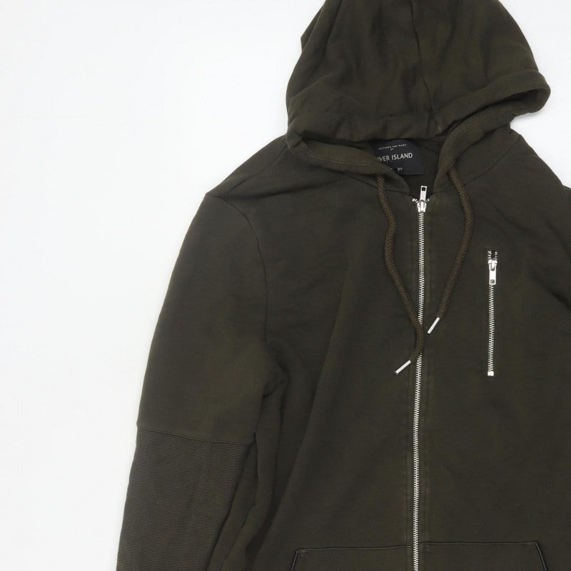 River Island Men’s Green M Full Zip Hooded Fleece Sweatshirt