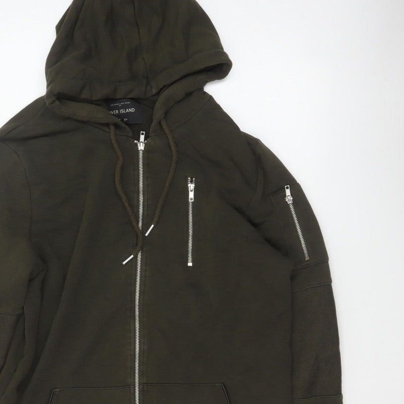River Island Men’s Green M Full Zip Hooded Fleece Sweatshirt