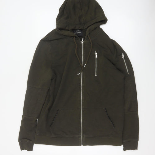 River Island Men’s Green M Full Zip Hooded Fleece Sweatshirt