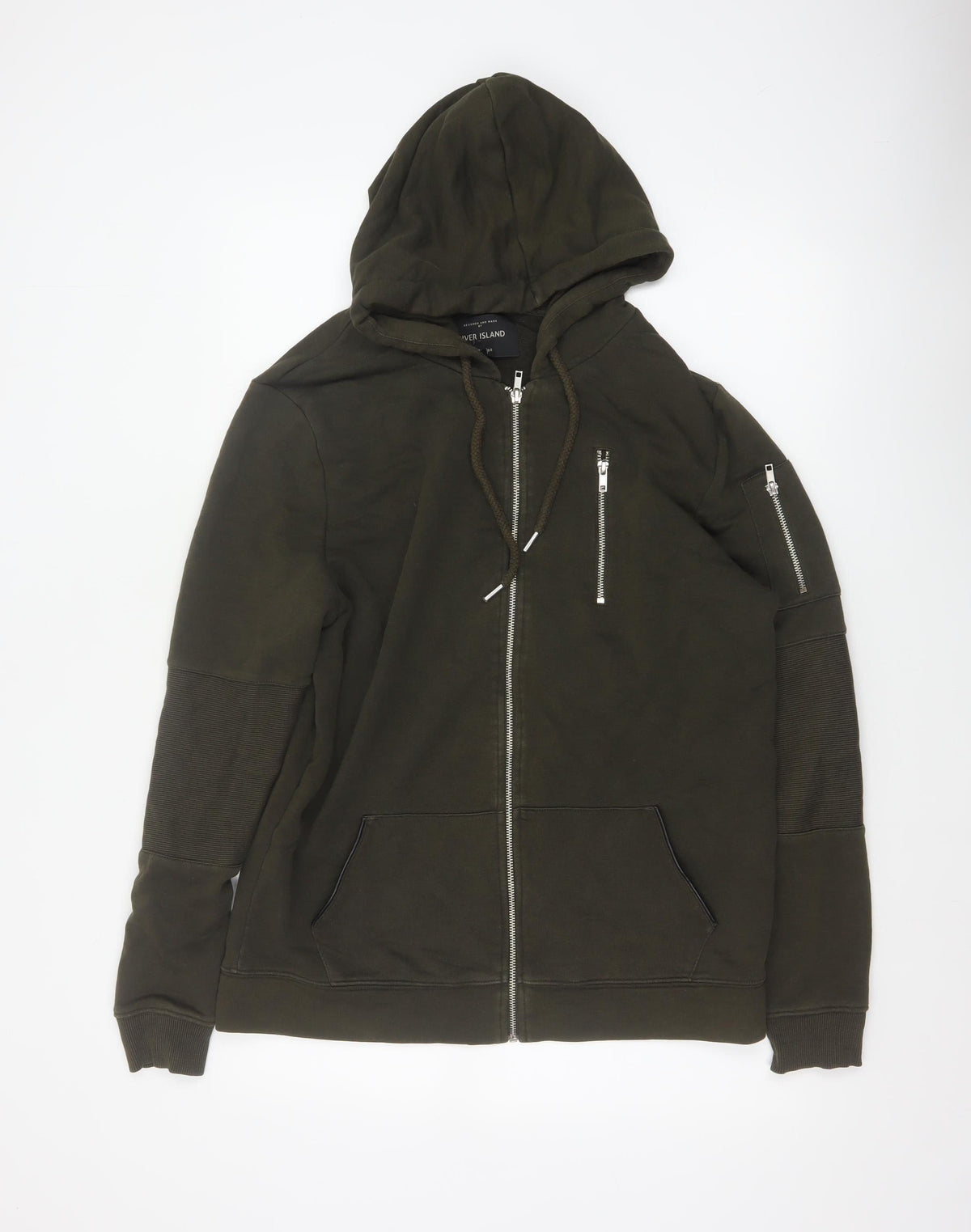 River Island Men’s Green M Full Zip Hooded Fleece Sweatshirt