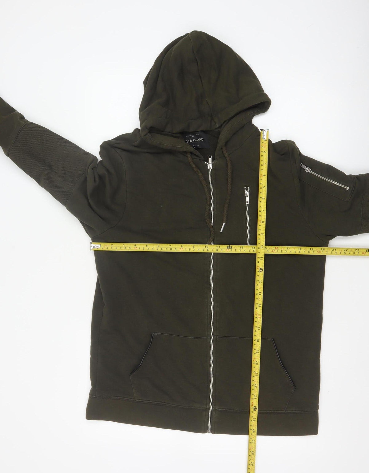 River Island Men’s Green M Full Zip Hooded Fleece Sweatshirt