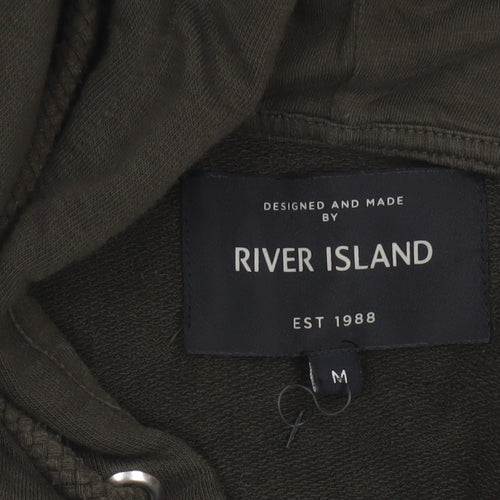 River Island Men’s Green M Full Zip Hooded Fleece Sweatshirt