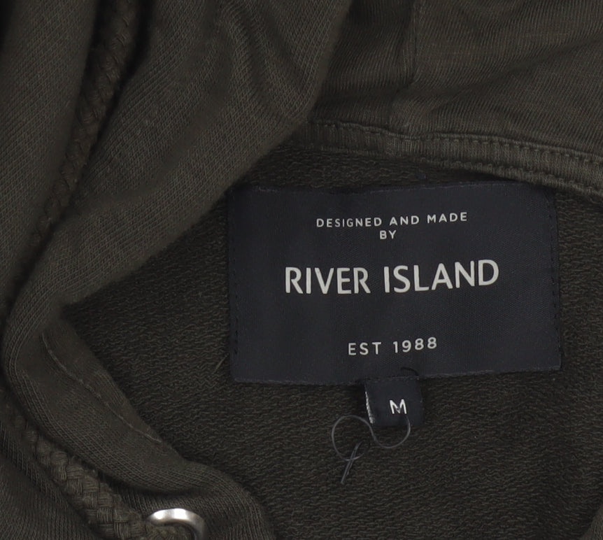 River Island Men’s Green M Full Zip Hooded Fleece Sweatshirt