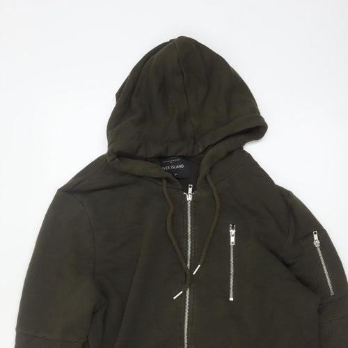 River Island Men’s Green M Full Zip Hooded Fleece Sweatshirt