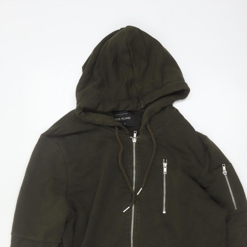 River Island Men’s Green M Full Zip Hooded Fleece Sweatshirt