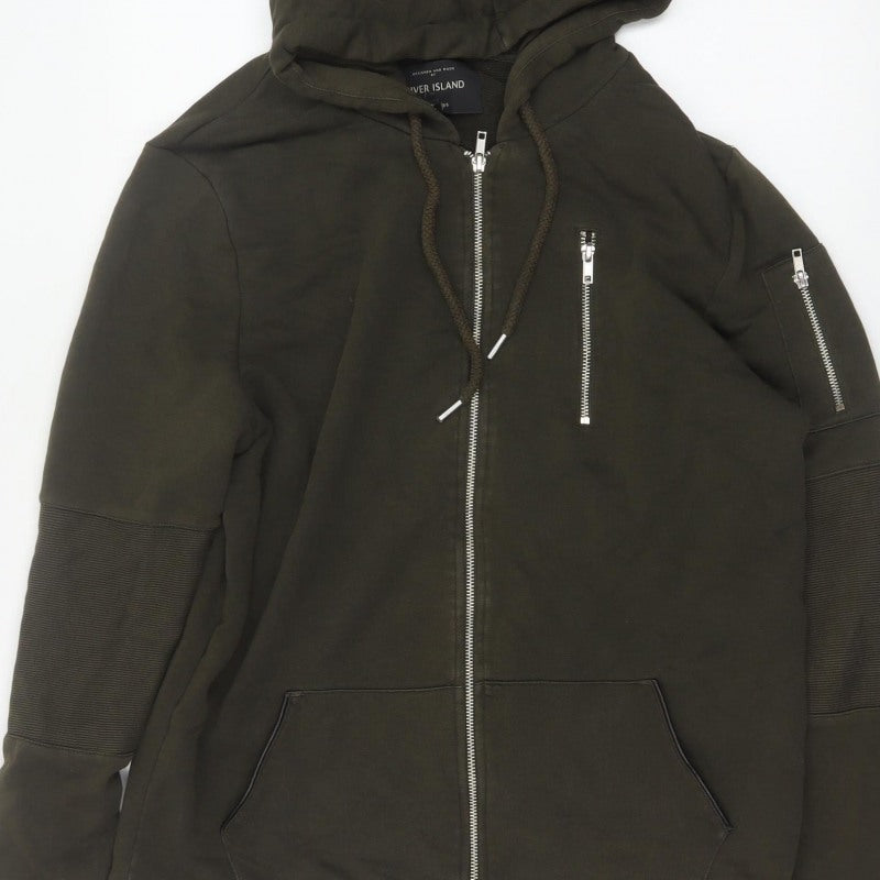 River Island Men’s Green M Full Zip Hooded Fleece Sweatshirt