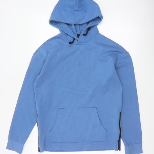 H&M Women’s Blue XS Pullover Hoodie Hooded Side Zip Cotton Blend