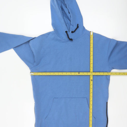 H&M Women’s Blue XS Pullover Hoodie Hooded Side Zip Cotton Blend