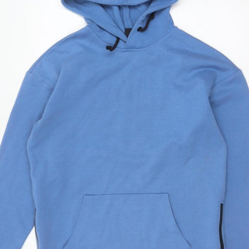 H&M Women’s Blue XS Pullover Hoodie Hooded Side Zip Cotton Blend