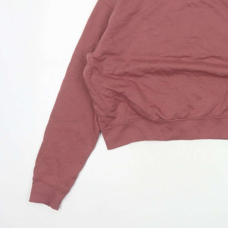 H&M Women’s Pink L Pullover Crew Neck Cropped Sweatshirt