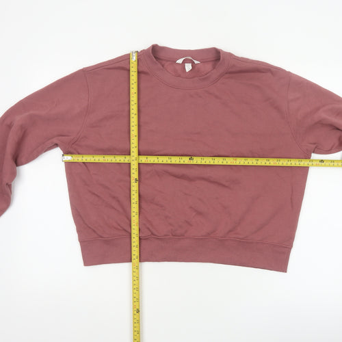 H&M Women’s Pink L Pullover Crew Neck Cropped Sweatshirt