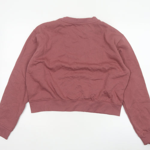 H&M Women’s Pink L Pullover Crew Neck Cropped Sweatshirt