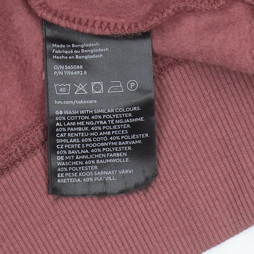 H&M Women’s Pink L Pullover Crew Neck Cropped Sweatshirt