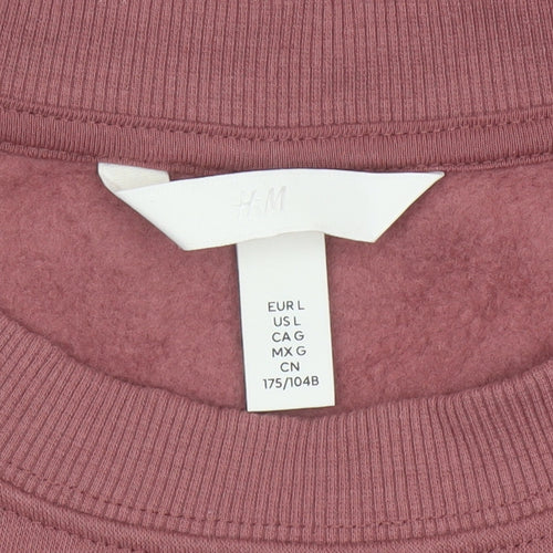 H&M Women’s Pink L Pullover Crew Neck Cropped Sweatshirt