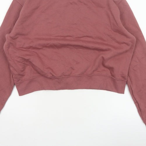 H&M Women’s Pink L Pullover Crew Neck Cropped Sweatshirt