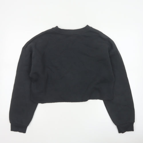 Primark Women Black S Sequin Star Cropped Pullover Sweatshirt