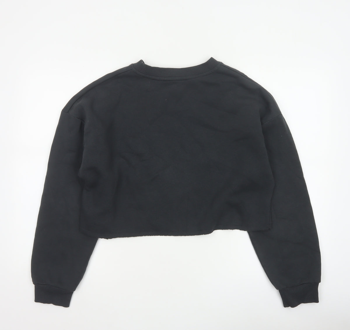Primark Women Black S Sequin Star Cropped Pullover Sweatshirt