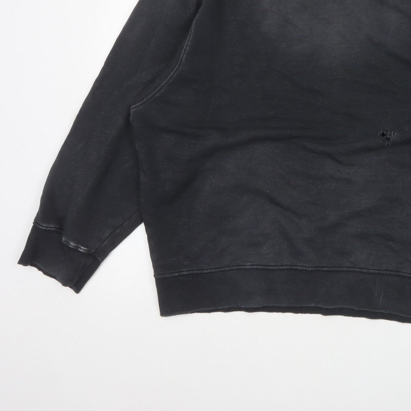 Additional view of Zara Women’s Black S Distressed Crew Neck Pullover Sweatshirt