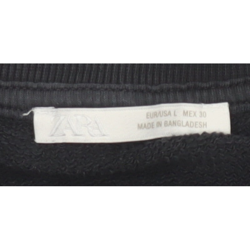 Additional view of Zara Women’s Black S Distressed Crew Neck Pullover Sweatshirt