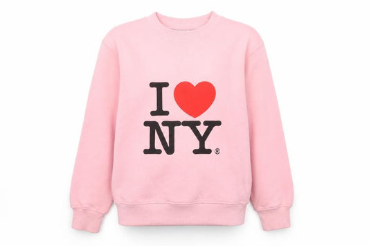 Front view of I Love NY girls’ pink 6-7 years pullover sweatshirt graphic print