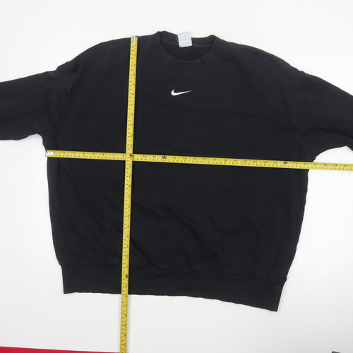 Nike Men Black L Pullover Crew Neck Logo Sweatshirt Cotton Blend