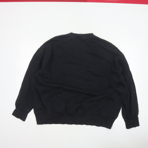 Nike Men Black L Pullover Crew Neck Logo Sweatshirt Cotton Blend