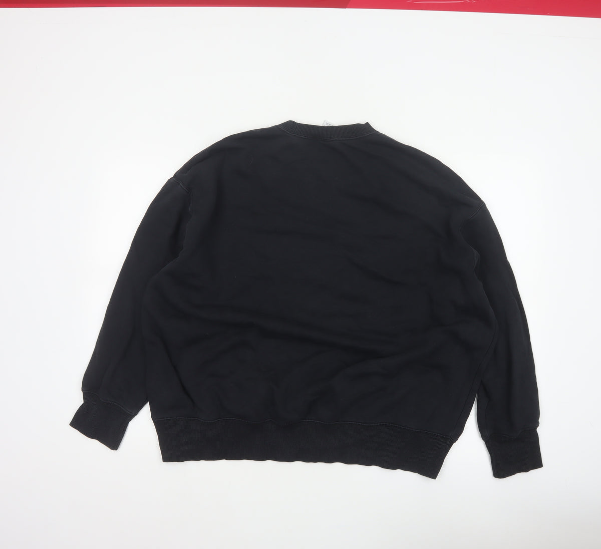 Nike Men Black L Pullover Crew Neck Logo Sweatshirt Cotton Blend