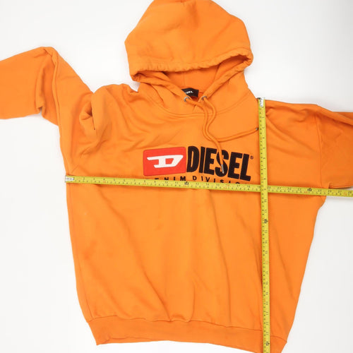 Diesel Men's Orange L Pullover Hoodie Logo Graphic Cotton