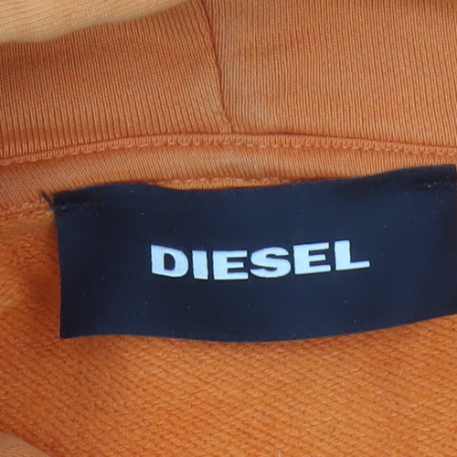 Diesel Men's Orange L Pullover Hoodie Logo Graphic Cotton