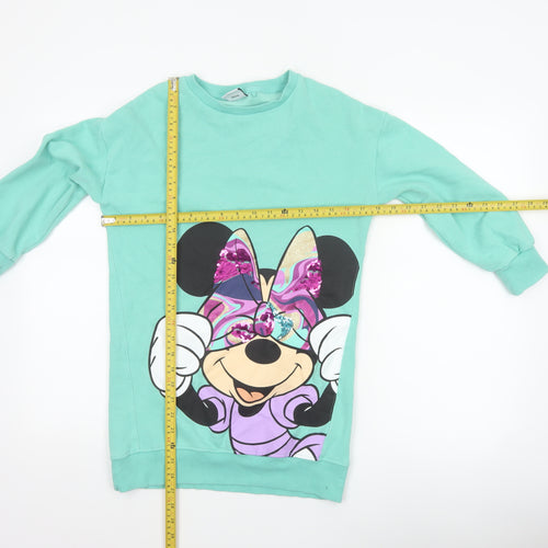 Next Girls Green 10 Years Minnie Mouse Sequin Graphic Tunic Sweatshirt