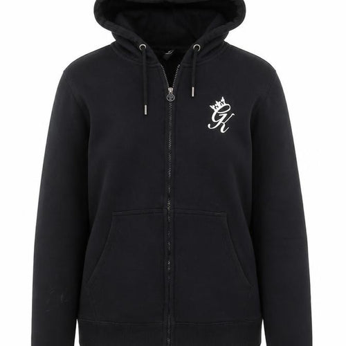 Gym King Women’s Black S Full Zip Hooded Logo Hoodie Cotton Blend