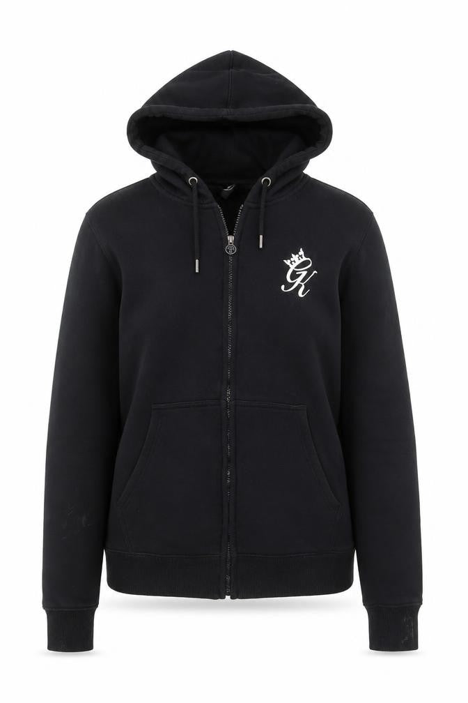 Gym King Women’s Black S Full Zip Hooded Logo Hoodie Cotton Blend