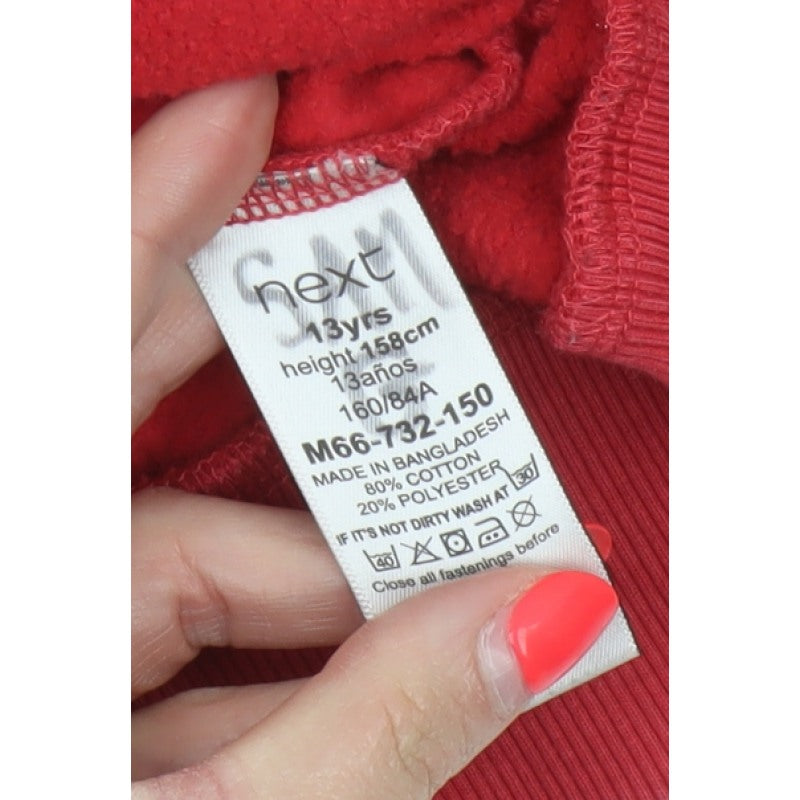 Next Boys Red 13 Years Full Zip Hooded Fleece Hoodie Pockets