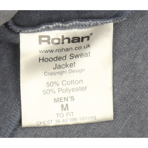 Rohan Men’s Grey M Full Zip Hooded Sweat Jacket Cotton Blend