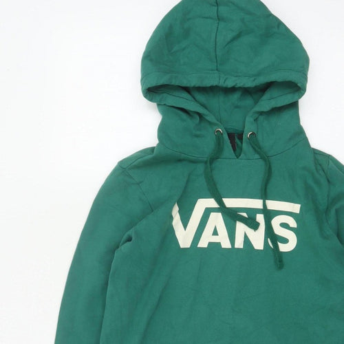 Vans Women's Green XS Logo Pullover Hoodie Fleece Kangaroo Pocket