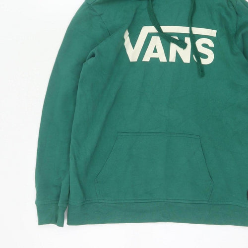 Vans Women's Green XS Logo Pullover Hoodie Fleece Kangaroo Pocket