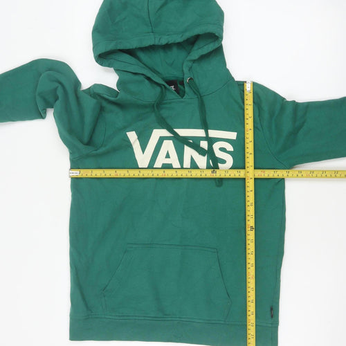 Vans Women's Green XS Logo Pullover Hoodie Fleece Kangaroo Pocket