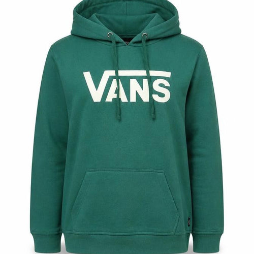 Vans Women's Green XS Logo Pullover Hoodie Fleece Kangaroo Pocket