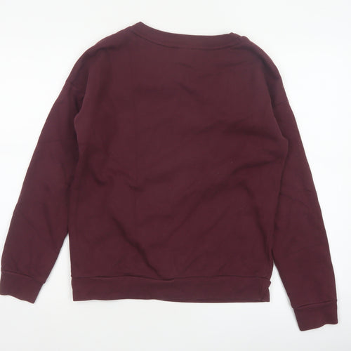 Disney Women’s Burgundy S Mickey Christmas Sequin Pullover Sweatshirt
