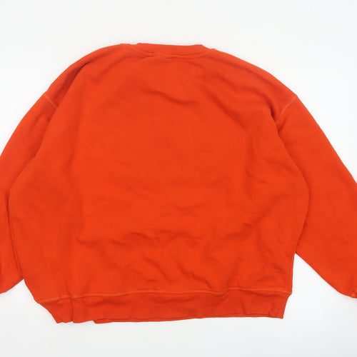 H&M Women Orange Paris Embroidered Fleece Sweatshirt UK 16