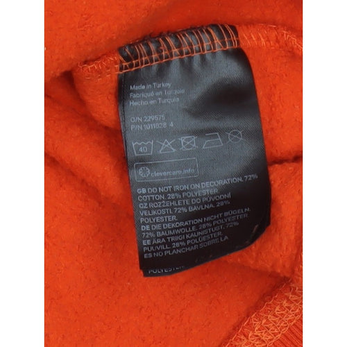 H&M Women Orange Paris Embroidered Fleece Sweatshirt UK 16