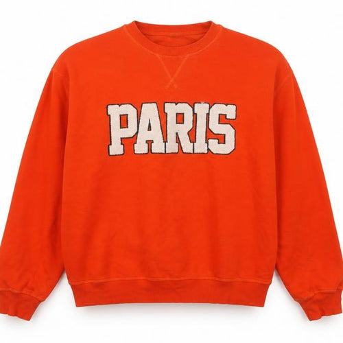 H&M Women Orange Paris Embroidered Fleece Sweatshirt UK 16