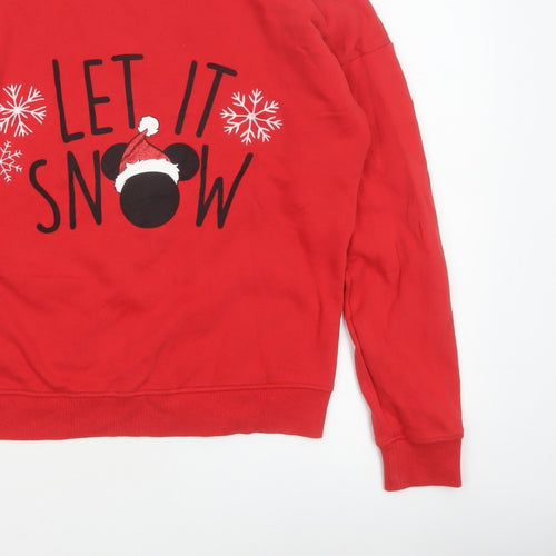 Next Women Red UK 12 Disney Mickey Let It Snow Christmas Sweatshirt