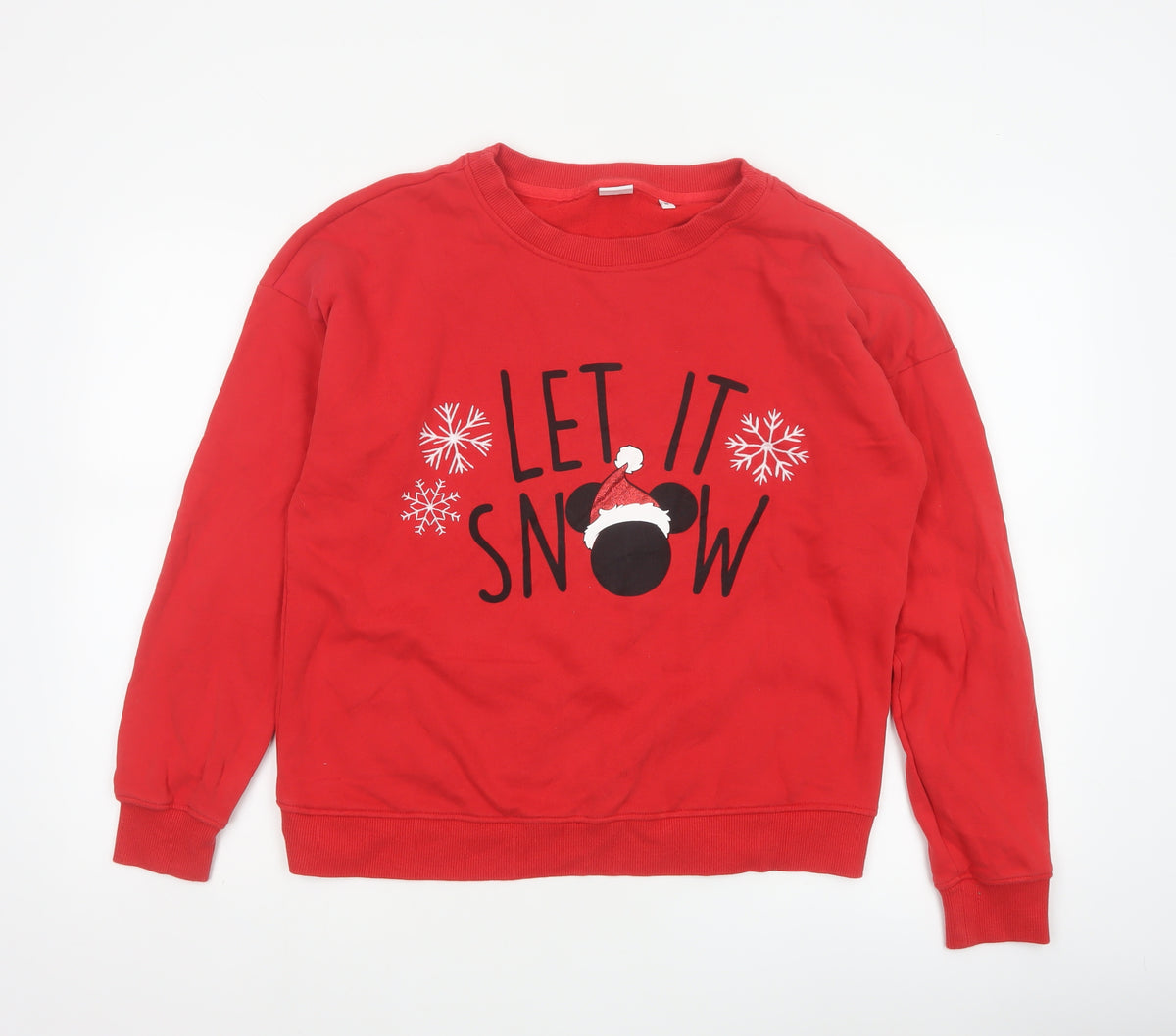 Next Women Red UK 12 Disney Mickey Let It Snow Christmas Sweatshirt