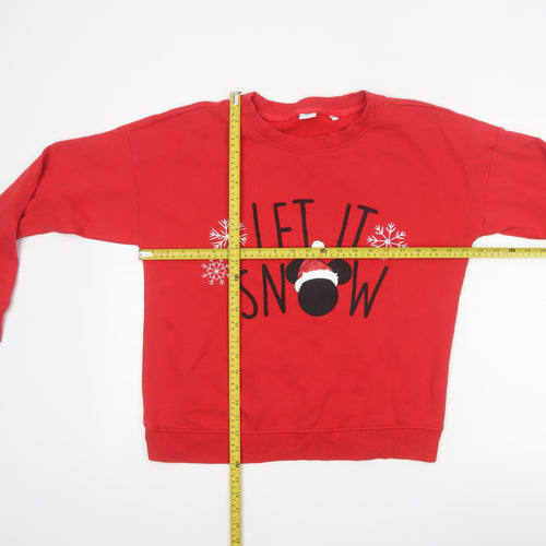 Next Women Red UK 12 Disney Mickey Let It Snow Christmas Sweatshirt