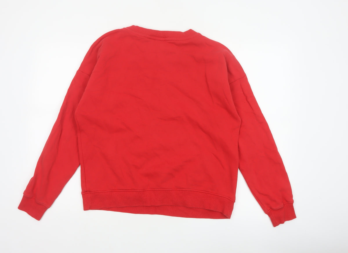 Next Women Red UK 12 Disney Mickey Let It Snow Christmas Sweatshirt