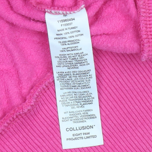 Collusion Women Pink M Oversized Pullover Hoodie Logo Graphic