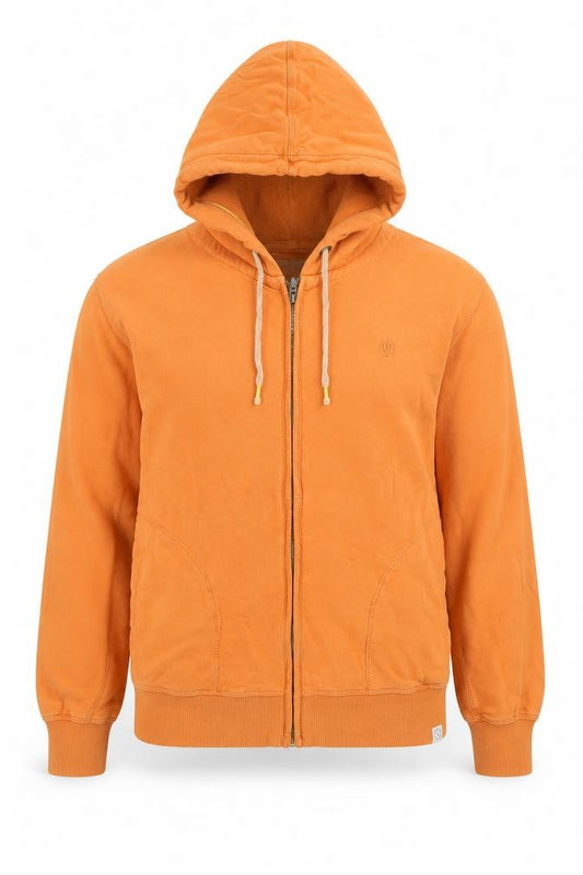 Fat Face Men's Orange L Full Zip Hooded Hoodie Logo Pockets