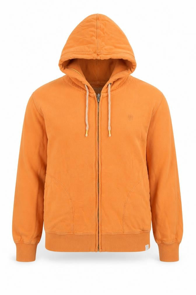 Fat Face Men's Orange L Full Zip Hooded Hoodie Logo Pockets